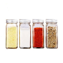 4oz 120ml French Square Shape Glass Spice Jars with Metal Lids&Shaker with Screw Lid, Glass Seasoning Bottle Jars, Glassware